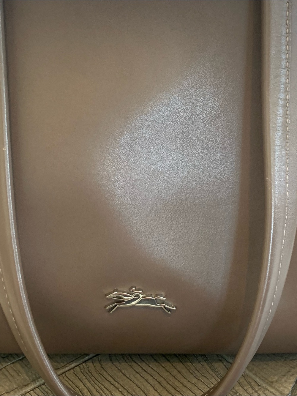 Longchamp Paris Leather Zip Tote Medium Taupe (015) Bag w/ Dust Bag EUC - Picture 5 of 10